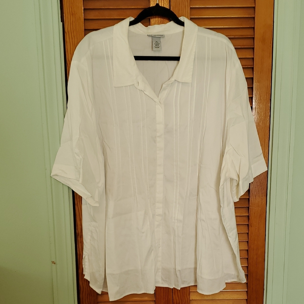 Catherines White Button-Down Blouse - image 1